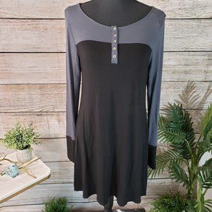 MICHAEL STARS NAVY & GRAY L/S T-SHIRT DRESS - OS